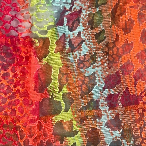 Rainbow Animal Print Top Size Medium Semi Sheer Button Blouse 3/4 Slv Leopard - Picture 2 of 10